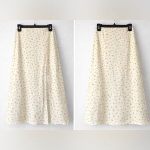 Princess Polly Floral A-Line Skirt in Cream and Red